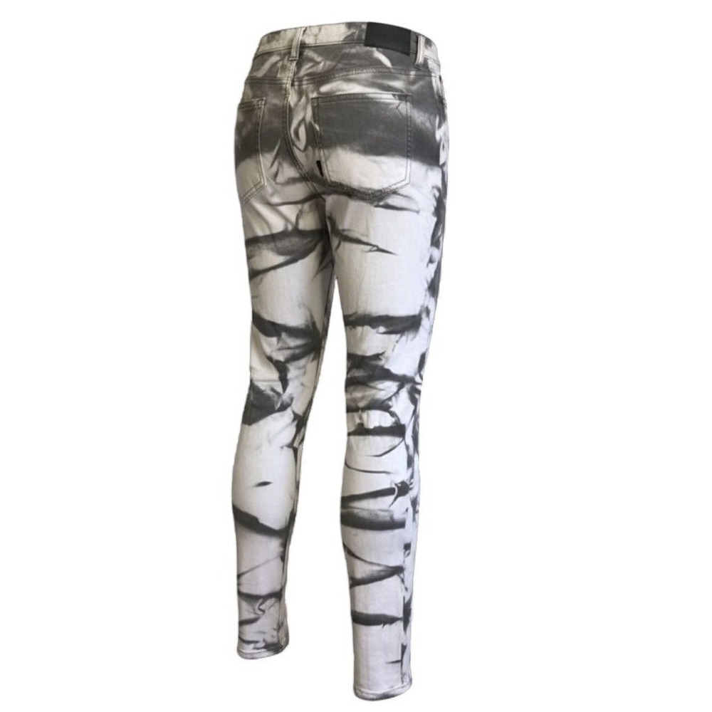 Koan Handcrafted Grey White Tie Dye Skinny Jeans Stretchy Size M KOAN-750/13